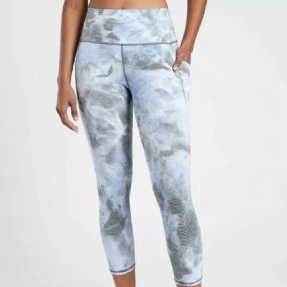 Athleta Blue and Gray Tie-Dye Leggings